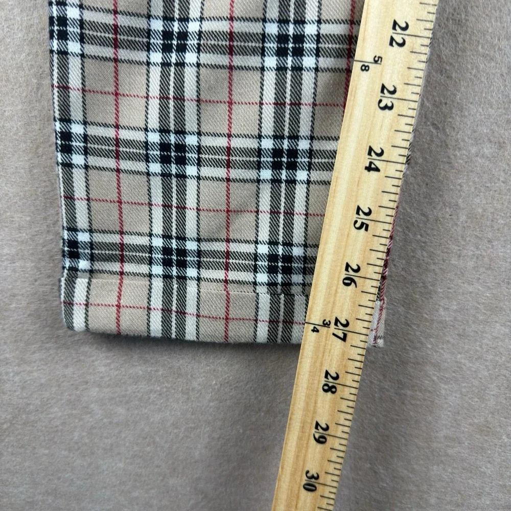 Nasty Gal Pants Womens US Size 6‎ Beige Plaid High Rise UK Made